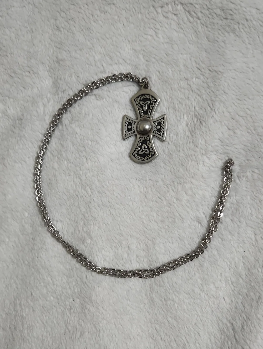 St. Justin Pewter Celtic Cross Pendant Necklace Vintage